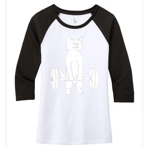 Cat Deadlift Powerlifting Women's Tri-Blend 3/4-Sleeve Raglan Shirt