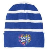 Care Director Profession Kindergarten Teachers Gift Striped Beanie with Solid Band