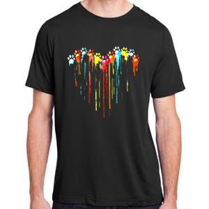 Colorful Dog Paw Heart Print Adult ChromaSoft Performance T-Shirt