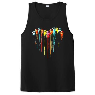 Colorful Dog Paw Heart Print PosiCharge Competitor Tank