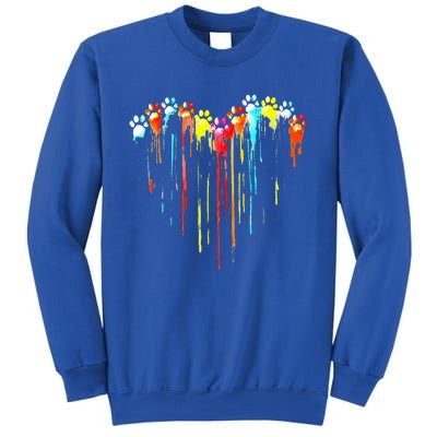 Colorful Dog Paw Heart Print Sweatshirt