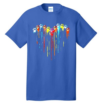 Colorful Dog Paw Heart Print Tall T-Shirt