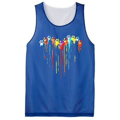 Colorful Dog Paw Heart Print Mesh Reversible Basketball Jersey Tank