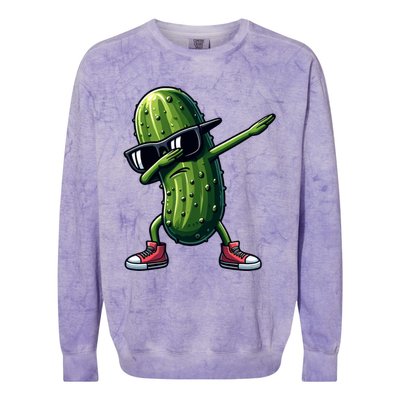 Cucumber Dabbing Pickle Dancing Lover Vintage Pickles Meaningful Gift Colorblast Crewneck Sweatshirt