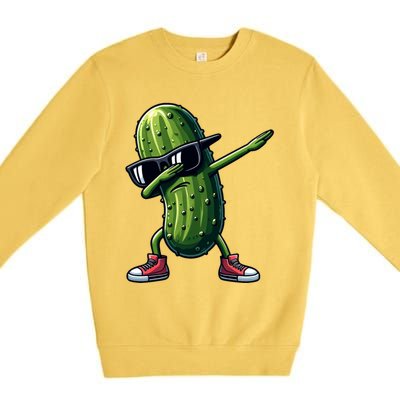 Cucumber Dabbing Pickle Dancing Lover Vintage Pickles Meaningful Gift Premium Crewneck Sweatshirt