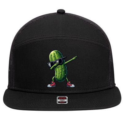 Cucumber Dabbing Pickle Dancing Lover Vintage Pickles Meaningful Gift 7 Panel Mesh Trucker Snapback Hat