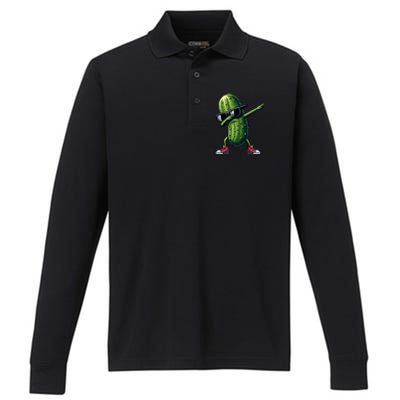 Cucumber Dabbing Pickle Dancing Lover Vintage Pickles Meaningful Gift Performance Long Sleeve Polo