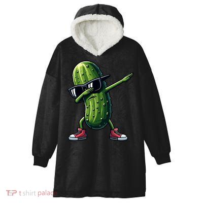 Cucumber Dabbing Pickle Dancing Lover Vintage Pickles Meaningful Gift Hooded Wearable Blanket