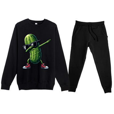 Cucumber Dabbing Pickle Dancing Lover Vintage Pickles Meaningful Gift Premium Crewneck Sweatsuit Set