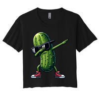 Cucumber Dabbing Pickle Dancing Lover Vintage Pickles Meaningful Gift Women's Crop Top Tee