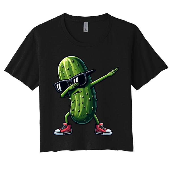 Cucumber Dabbing Pickle Dancing Lover Vintage Pickles Meaningful Gift Women's Crop Top Tee