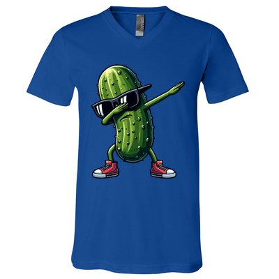 Cucumber Dabbing Pickle Dancing Lover Vintage Pickles Meaningful Gift V-Neck T-Shirt