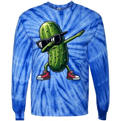 Cucumber Dabbing Pickle Dancing Lover Vintage Pickles Meaningful Gift Tie-Dye Long Sleeve Shirt