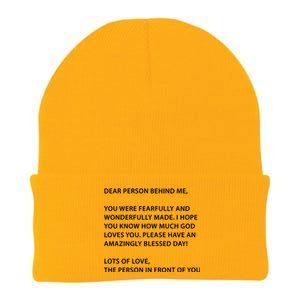 Christian Dear Person Behind Me Text God Loves You Meaningful Gift Knit Cap Winter Beanie