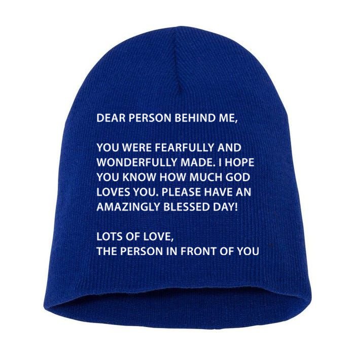 Christian Dear Person Behind Me Text God Loves You Meaningful Gift Short Acrylic Beanie