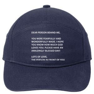 Christian Dear Person Behind Me Text God Loves You Meaningful Gift 7-Panel Snapback Hat