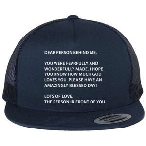 Christian Dear Person Behind Me Text God Loves You Meaningful Gift Flat Bill Trucker Hat