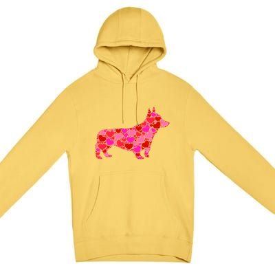 Corgi Dog Pink Red Heart Meaningful Gift Valentines Day Cool Gift Premium Pullover Hoodie