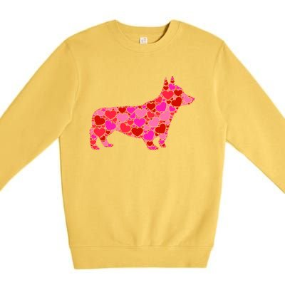 Corgi Dog Pink Red Heart Meaningful Gift Valentines Day Cool Gift Premium Crewneck Sweatshirt