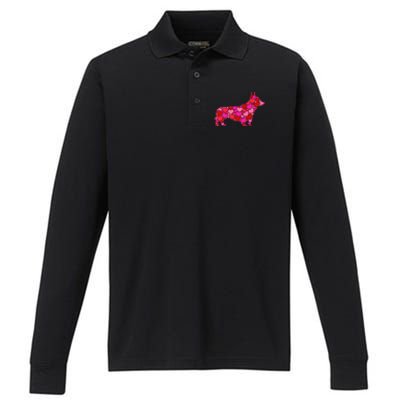 Corgi Dog Pink Red Heart Meaningful Gift Valentines Day Cool Gift Performance Long Sleeve Polo