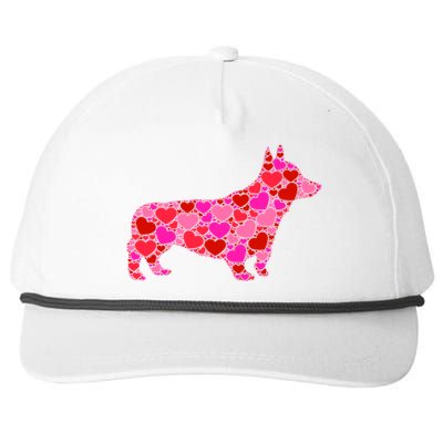 Corgi Dog Pink Red Heart Meaningful Gift Valentines Day Cool Gift Snapback Five-Panel Rope Hat