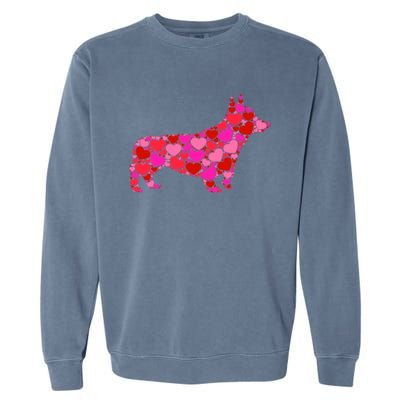 Corgi Dog Pink Red Heart Meaningful Gift Valentines Day Cool Gift Garment-Dyed Sweatshirt