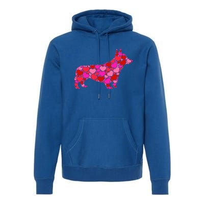 Corgi Dog Pink Red Heart Meaningful Gift Valentines Day Cool Gift Premium Hoodie