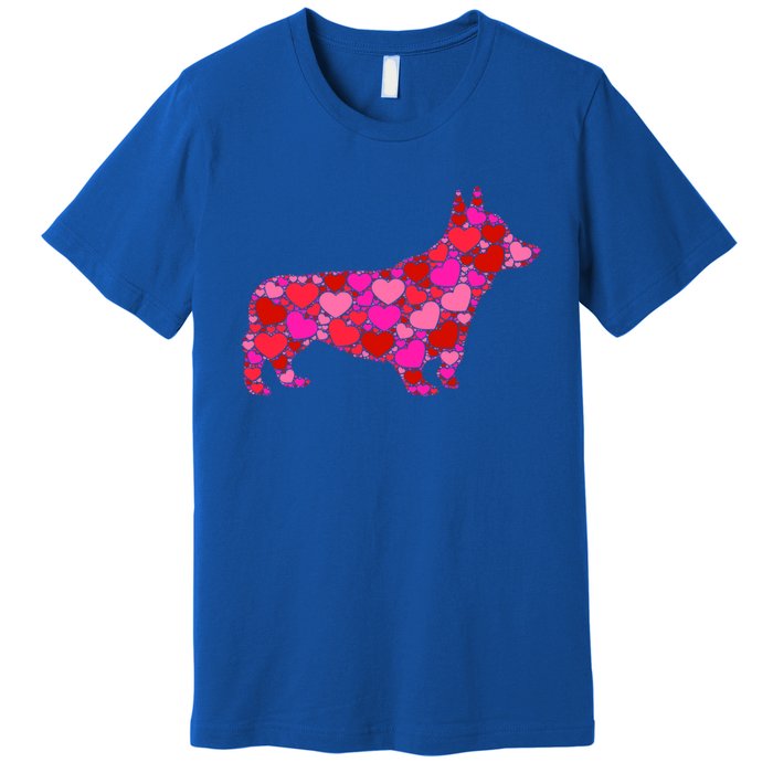 Corgi Dog Pink Red Heart Meaningful Gift Valentines Day Cool Gift Premium T-Shirt