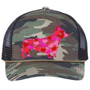 Corgi Dog Pink Red Heart Meaningful Gift Valentines Day Cool Gift Retro Rope Trucker Hat Cap