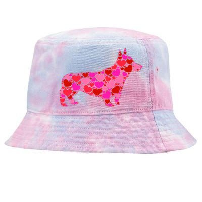 Corgi Dog Pink Red Heart Meaningful Gift Valentines Day Cool Gift Tie-Dyed Bucket Hat