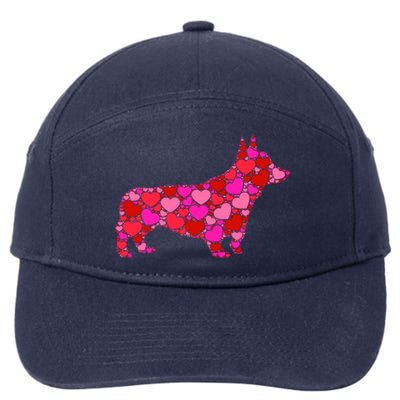 Corgi Dog Pink Red Heart Meaningful Gift Valentines Day Cool Gift 7-Panel Snapback Hat