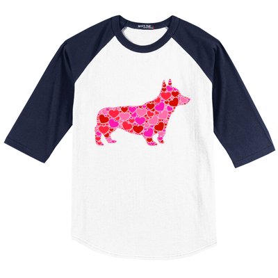 Corgi Dog Pink Red Heart Meaningful Gift Valentines Day Cool Gift Baseball Sleeve Shirt