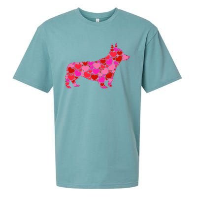 Corgi Dog Pink Red Heart Meaningful Gift Valentines Day Cool Gift Sueded Cloud Jersey T-Shirt