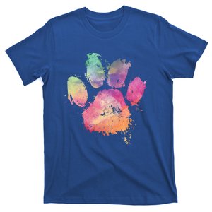 Cat Dog Paw Print Watercolor Rainbow Abstract Animal Lover Meaningful Gift T-Shirt