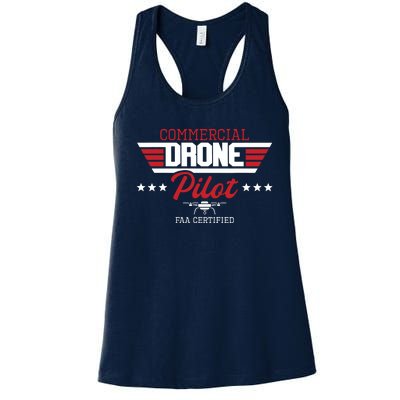 Commercial Drone Pilot Aviator Quadcopter FAA Certified Women's Racerback Tank