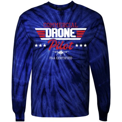 Commercial Drone Pilot Aviator Quadcopter FAA Certified Tie-Dye Long Sleeve Shirt