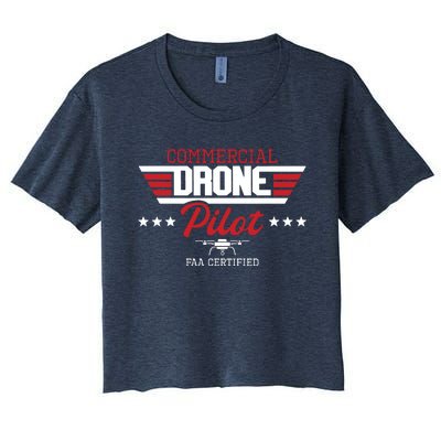 Commercial Drone Pilot Aviator Quadcopter FAA Certified Women's Crop Top Tee