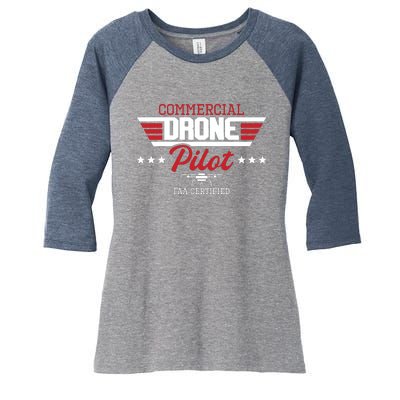 Commercial Drone Pilot Aviator Quadcopter FAA Certified Women's Tri-Blend 3/4-Sleeve Raglan Shirt