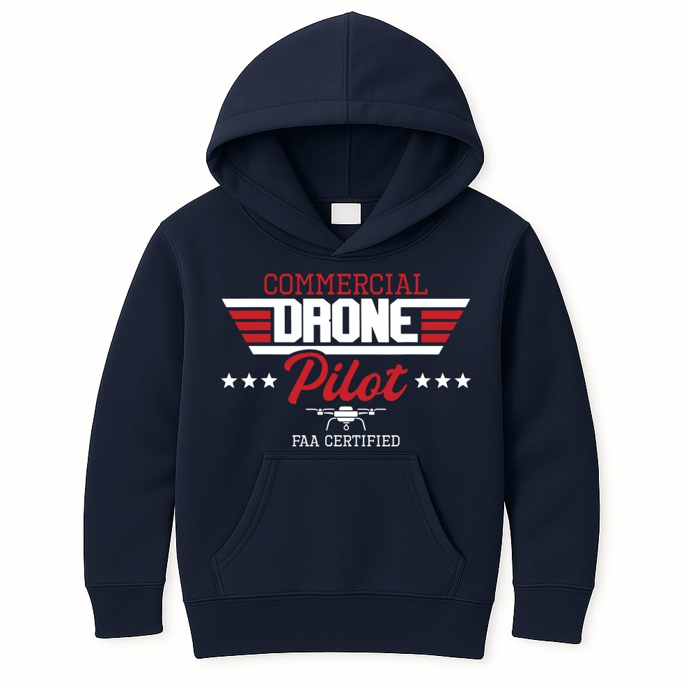 Commercial Drone Pilot Aviator Quadcopter FAA Certified Kids Hoodie