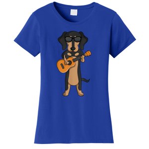 Cute Dachshund Playing Ukulele Guitar Dog Gift Women's T-Shirt