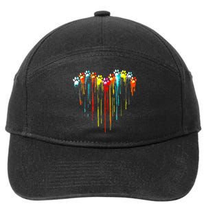 Colorful Dog Paw Heart Print 7-Panel Snapback Hat