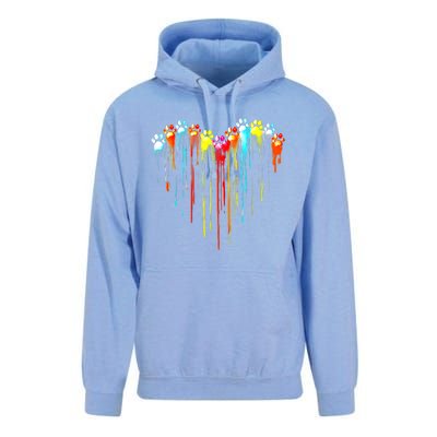 Colorful Dog Paw Heart Print Unisex Surf Hoodie