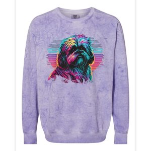 Colorful Splash Shih Tzu Art Animal Breeder Dog Trainer  Colorblast Crewneck Sweatshirt