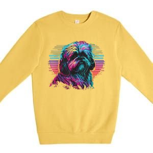 Colorful Splash Shih Tzu Art Animal Breeder Dog Trainer  Premium Crewneck Sweatshirt