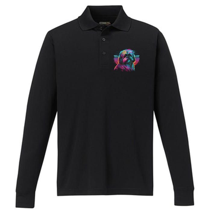 Colorful Splash Shih Tzu Art Animal Breeder Dog Trainer  Performance Long Sleeve Polo