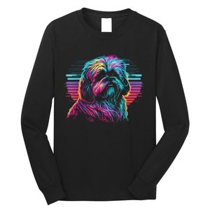 Colorful Splash Shih Tzu Art Animal Breeder Dog Trainer  Long Sleeve Shirt