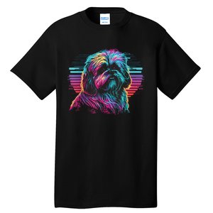 Colorful Splash Shih Tzu Art Animal Breeder Dog Trainer  Tall T-Shirt