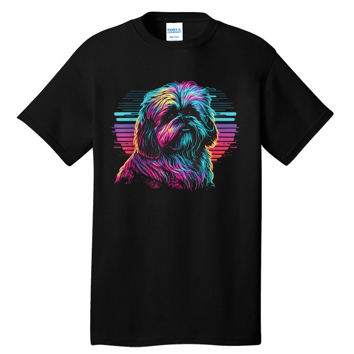 Colorful Splash Shih Tzu Art Animal Breeder Dog Trainer  Tall T-Shirt