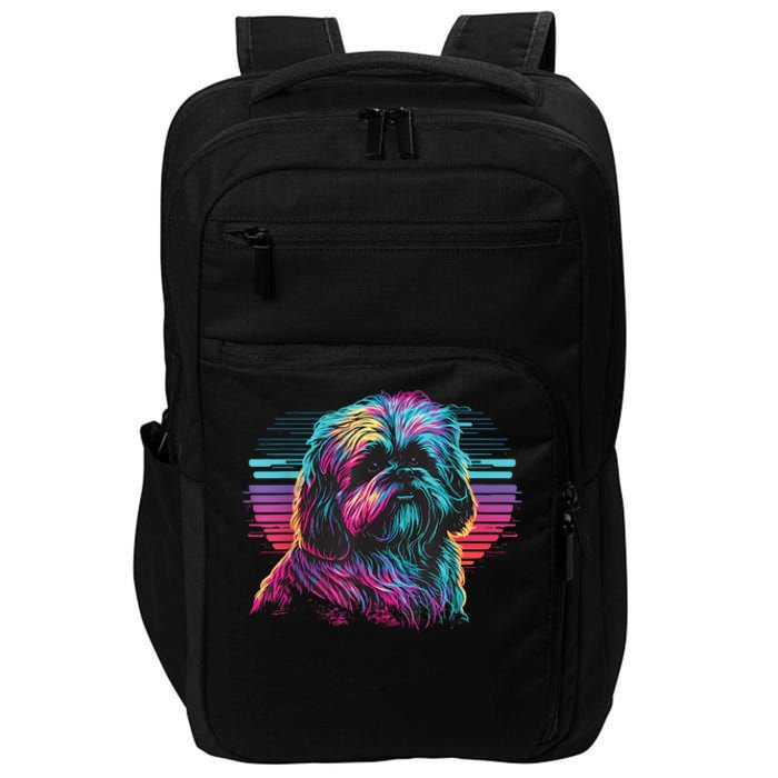 Colorful Splash Shih Tzu Art Animal Breeder Dog Trainer  Impact Tech Backpack