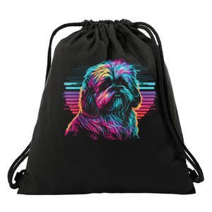 Colorful Splash Shih Tzu Art Animal Breeder Dog Trainer  Drawstring Bag